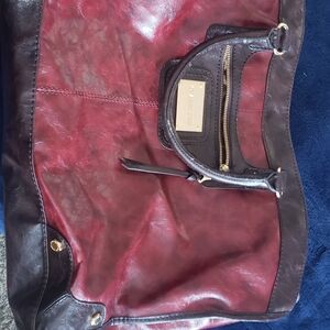 Gianni Bini Burgundy and Black Shoulder Bag
